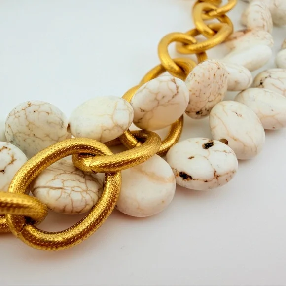 Susan Shaw Mixed Metal Coin Multi-Strand White Turquoise Coin Necklace - Picture 3 of 9